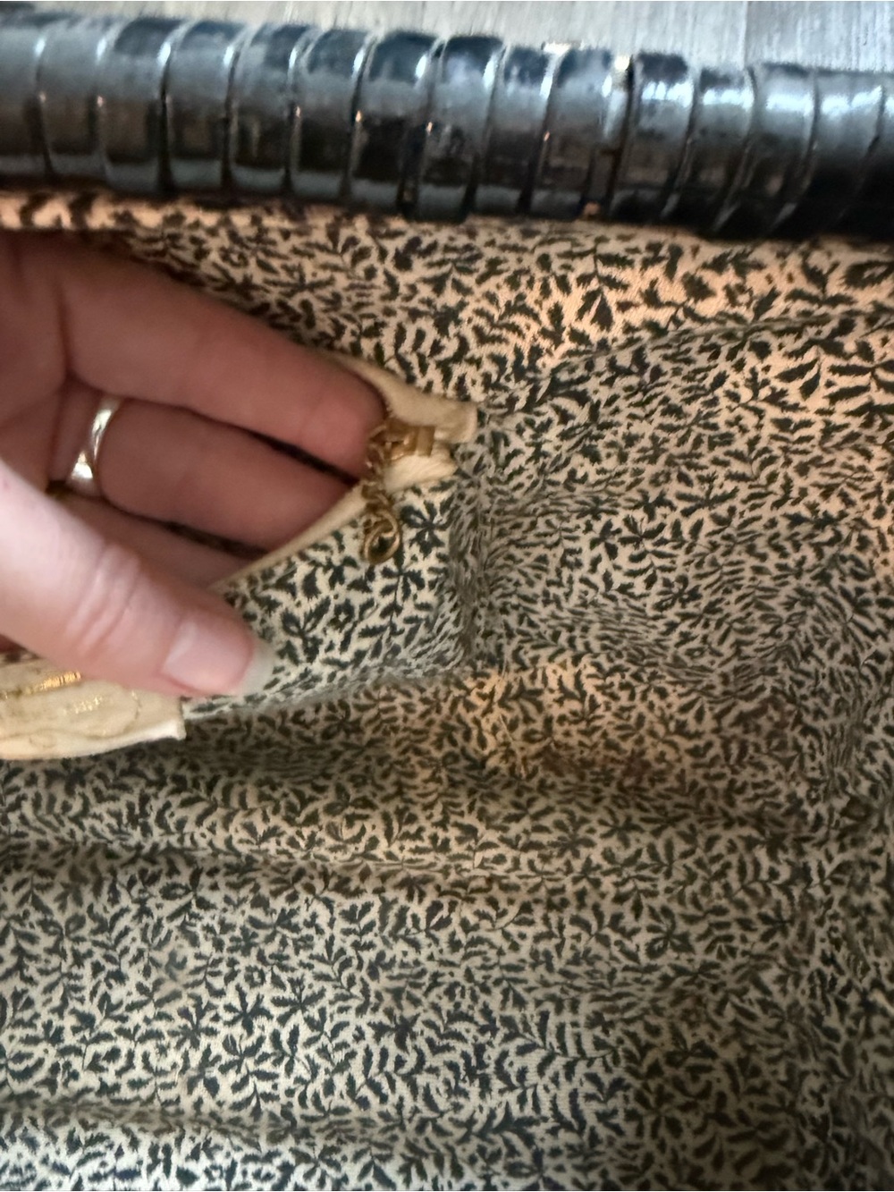 Black Woven Top-Handle Bag with Gold Hardware - Picture 5 of 7